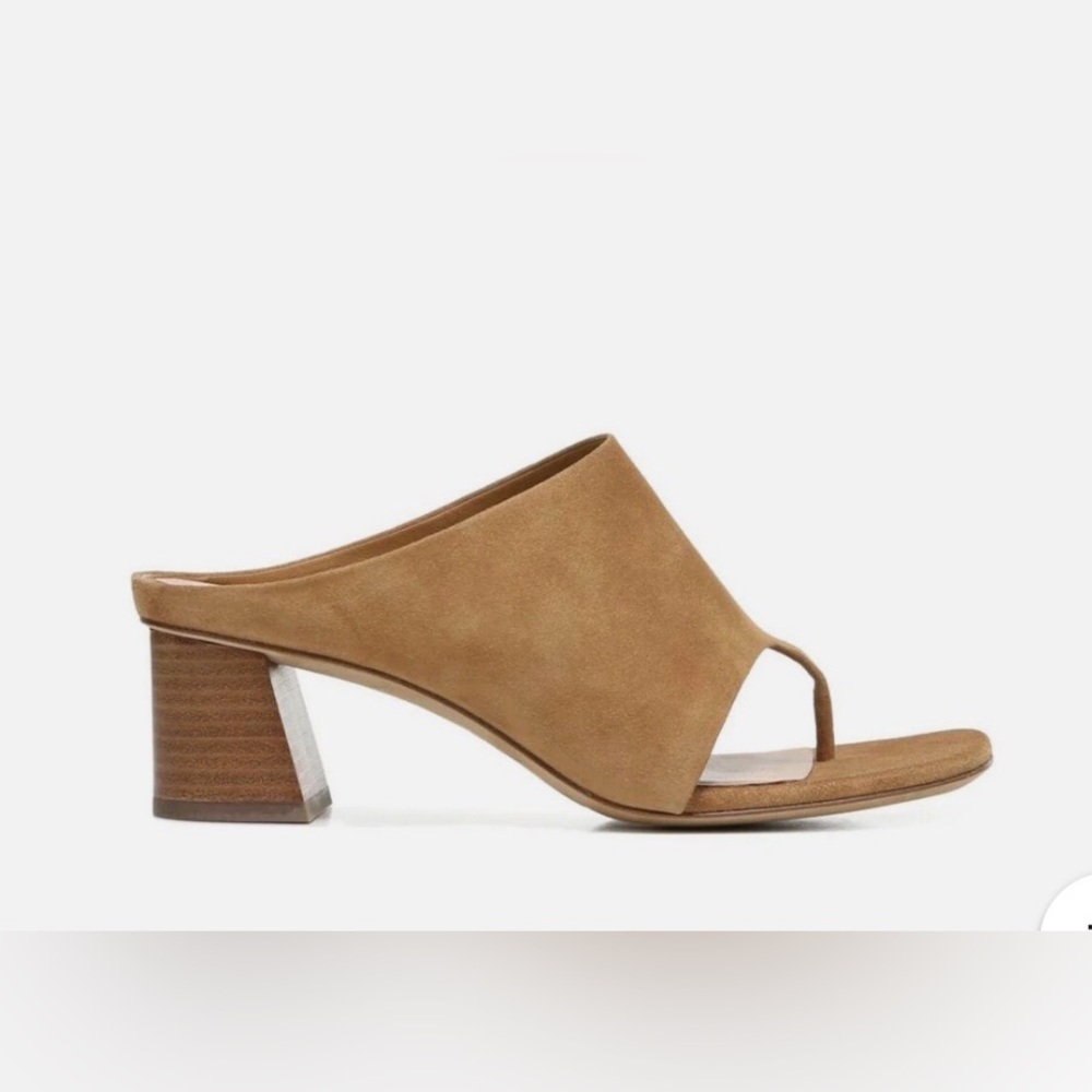 Vince Dionne Suede Tan Thong Mules
